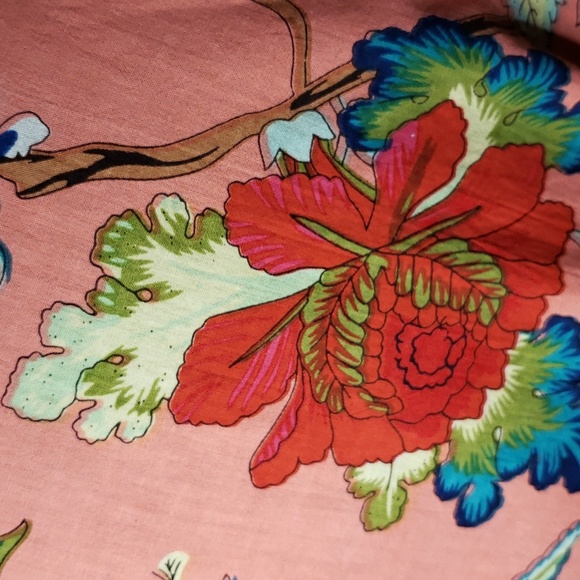 Coral pink & floral light beach wrap kimono style robe with belt - Picture 6 of 12